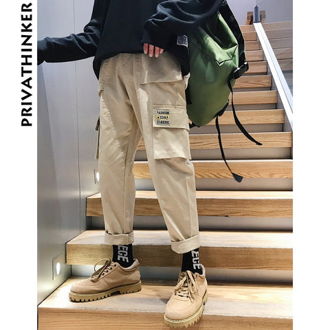 Privathinker Men Vintage Cargo Pants 2019 Mens Hiphop Khaki Pockets Joggers Pants Male Korean Fashion Sweatpants Winter Overalls