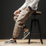 Dropshipping Japanese Streerwear Men Plaid Pants 2019 Autumn Fashion Slim Man Casual Trousers Korean Male Harem Pants