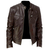 Autumn Men Fashion Motorcycle Leather Jacket fit Coat Casual Zipper jacket