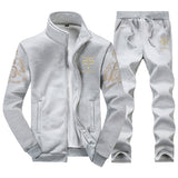 Tracksuits Men Polyester Sweatshirt Sporting Fleece 2019 Gyms Spring Jacket + Pants Casual Men's Track Suit Sportswear Fitness